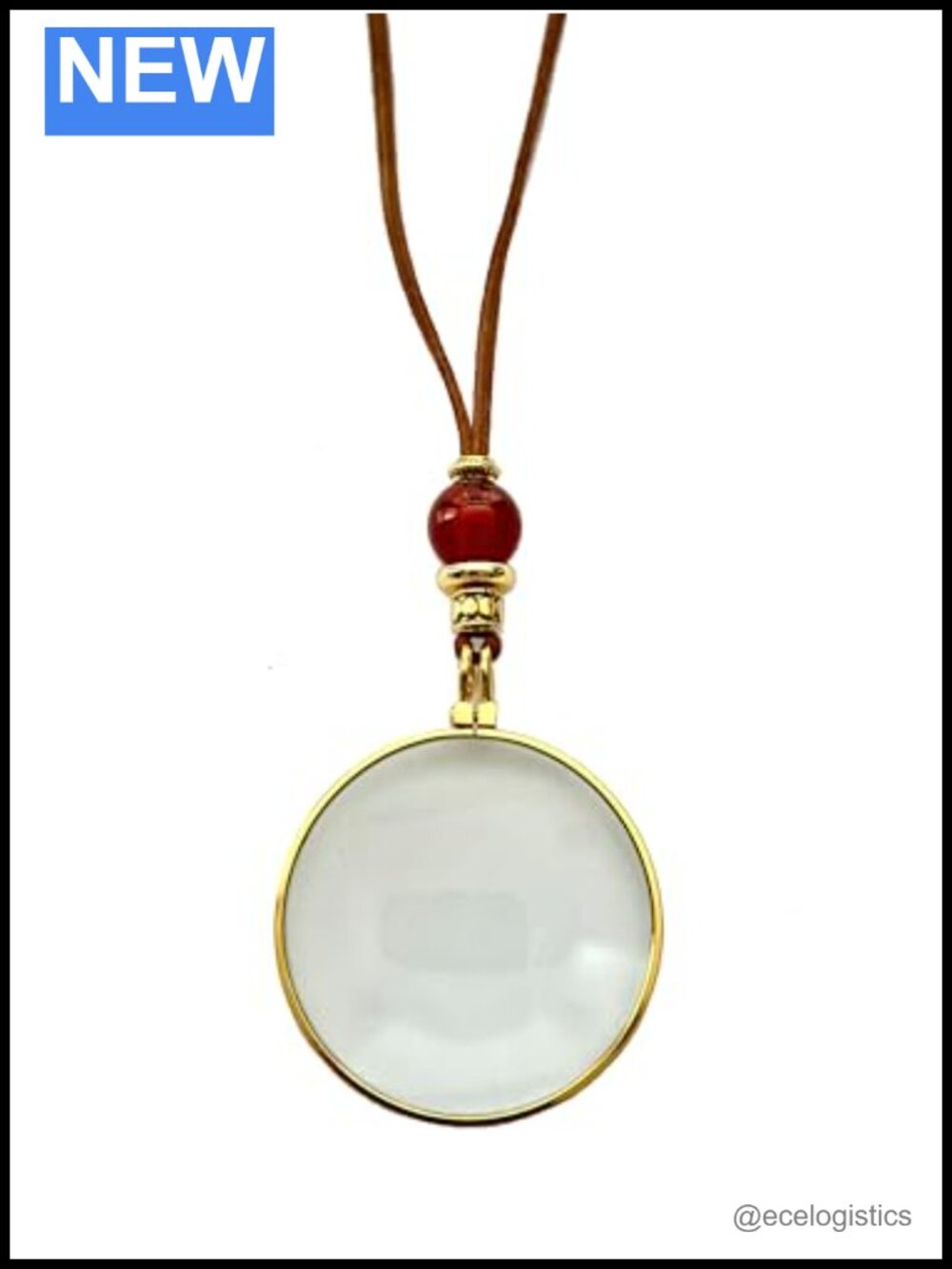 Magnifying Glass Pendant Necklace with Natural Crystal Handmade